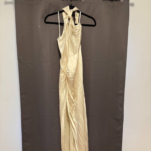 Ronny Kobo Samra Satin Twist-Halter Column Gown - Size 6 - Never Worn - Picture 2 of 3